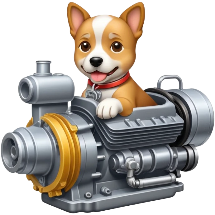 un cane su un motore 4 tempi emoji