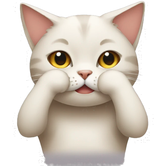 cat covering its face in shame with its paws emoji