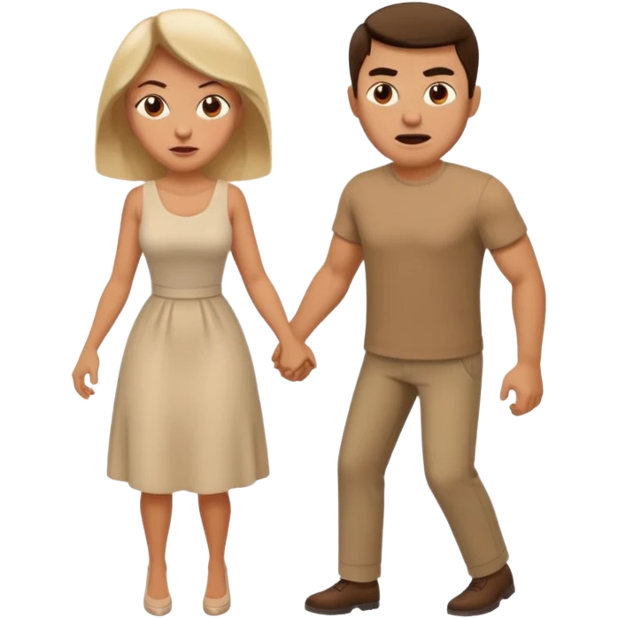 a man angrily moving his wife out the way she looks satisfied emoji