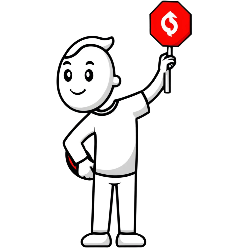 cartoon character holding stop sign emoji