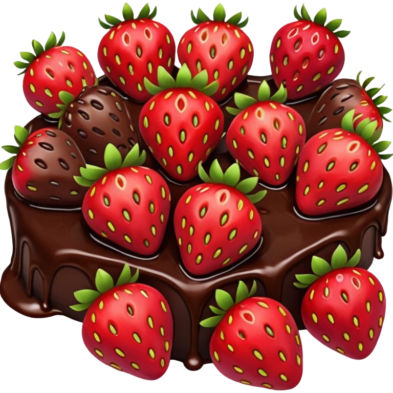 lots of strawberries in melted chocolate emoji