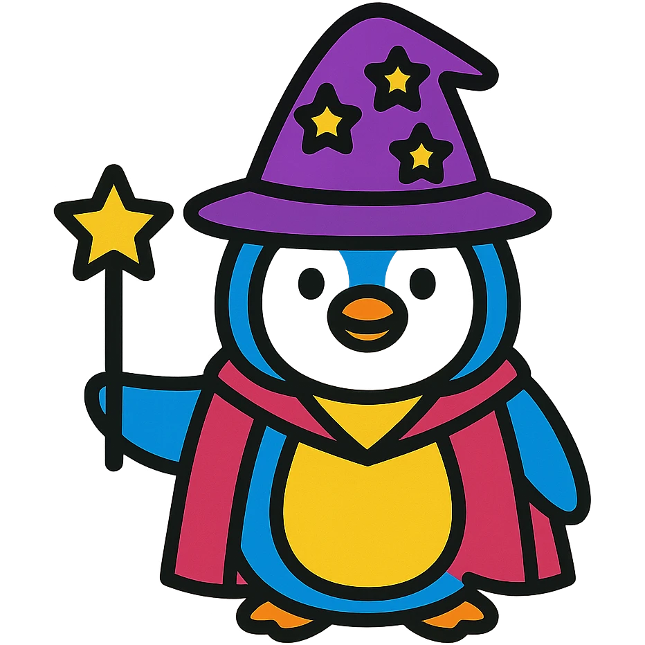 A penguin wizard emoji