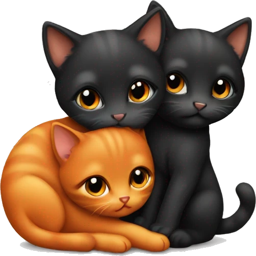 small black and orange kittens cuddling emoji