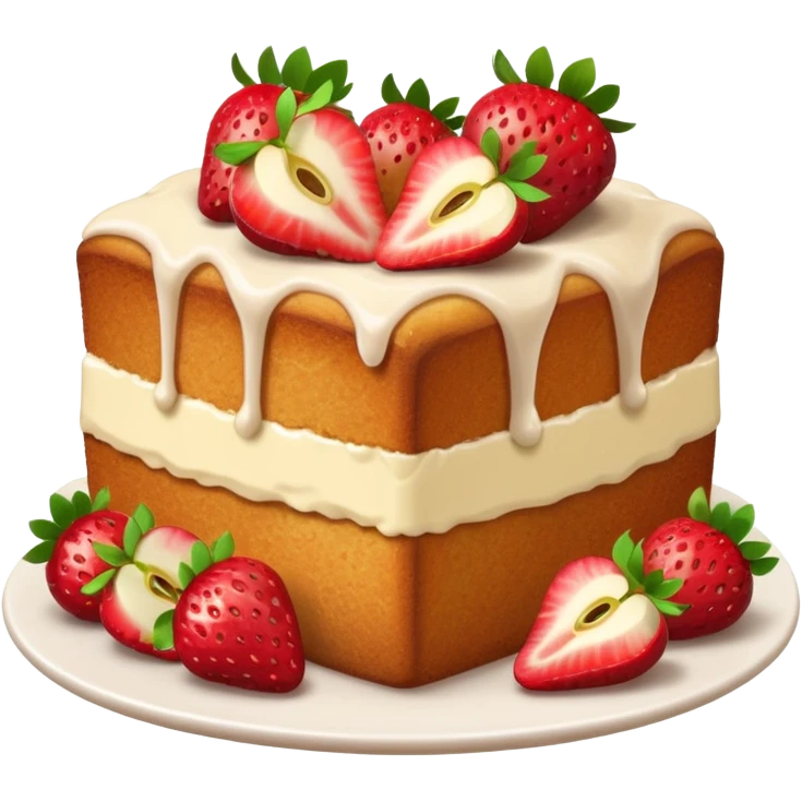 Strawberry poundcake with strawberries apple emoji  emoji