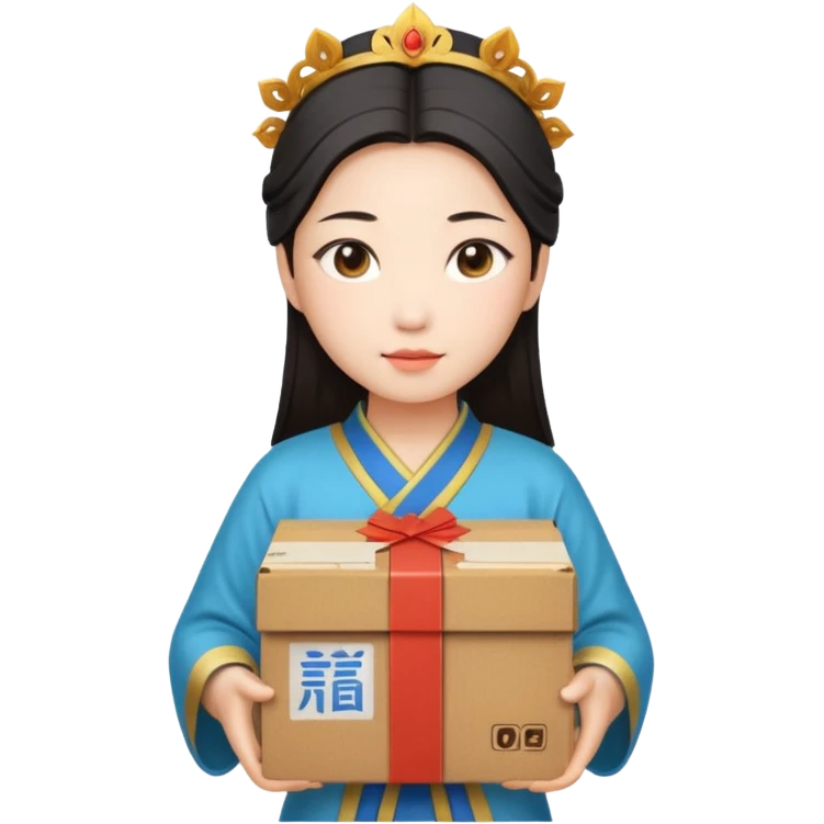 chinese female god hold carton box emoji