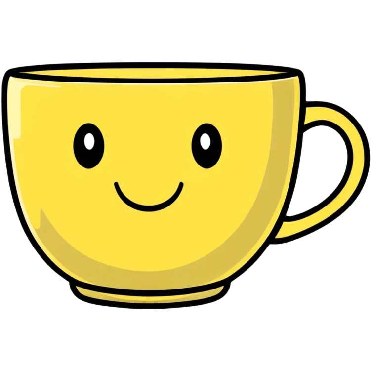 Cute tea cup with a happy face emoji