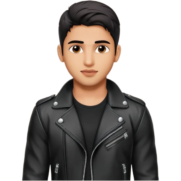 generate a pretty bratz siddharth malhotra, LEAN BUT MUSCULAR WEARING A black LEATHER JACKET emoji