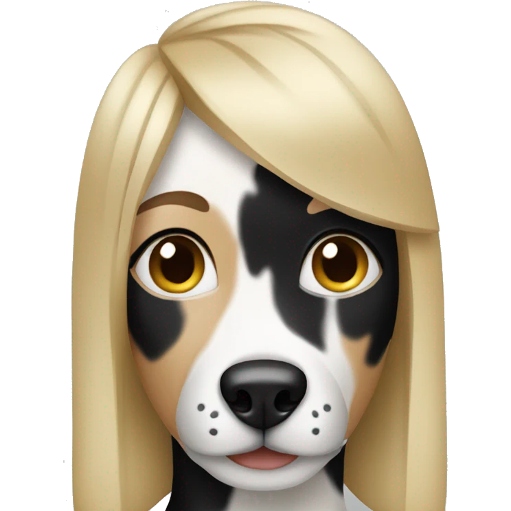 Blond woman with Black and white dog  emoji