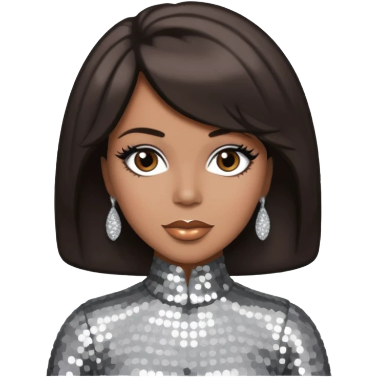 Cindy Birdsong from The Supremes with dark brown hair, silver outfit emoji