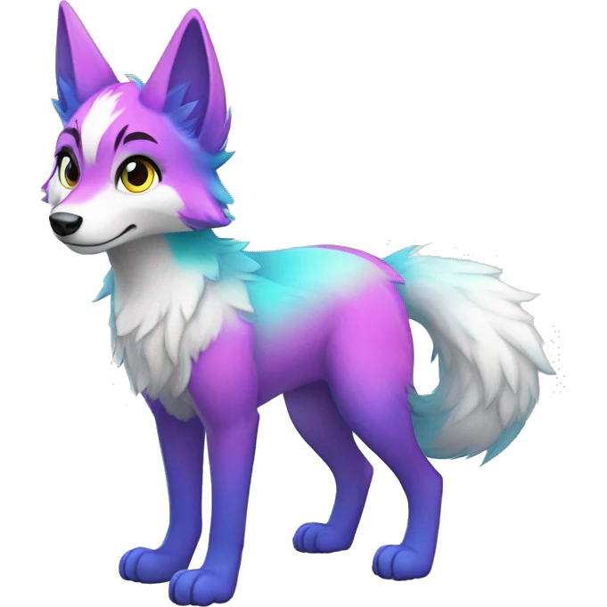 Colorful Shiny Fionbri-Falvie-sparkle-wolf-sona with markings full body emoji
