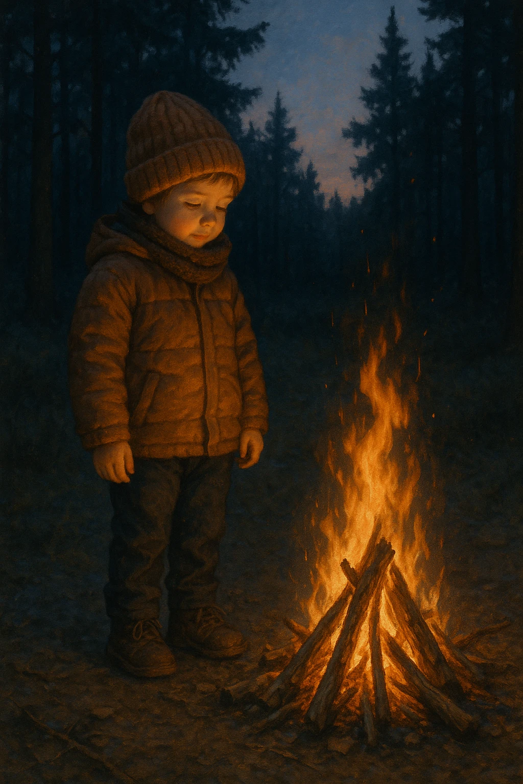 a child near a fire emoji