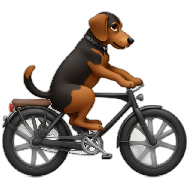 black with brown dog on a bike emoji