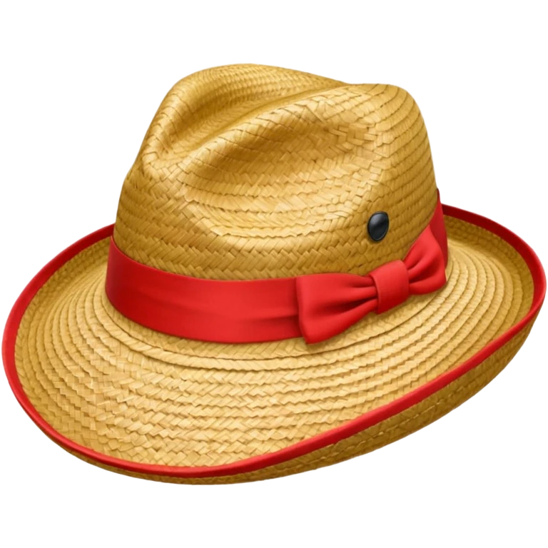 Sombrero de paja con una tira roja en la parte central sin ninguna soporte emoji