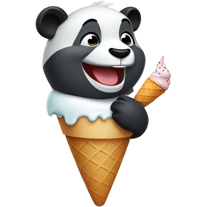 Laughing Panda eating ice cream  emoji
