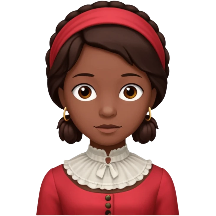 Patsey from 12 Years of Slave with dark brown hair, light red outfit emoji