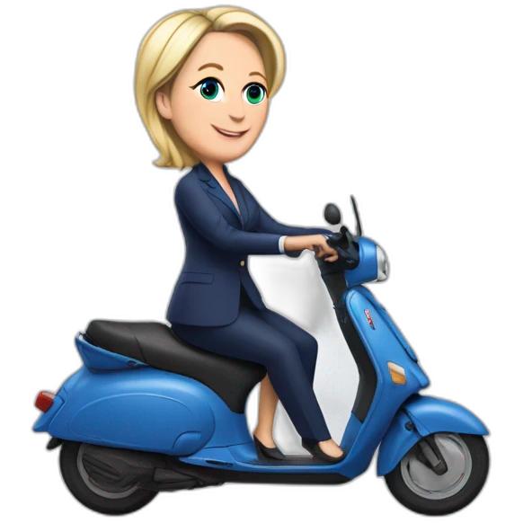 Macron avec marine le Pen sur un scooters emoji