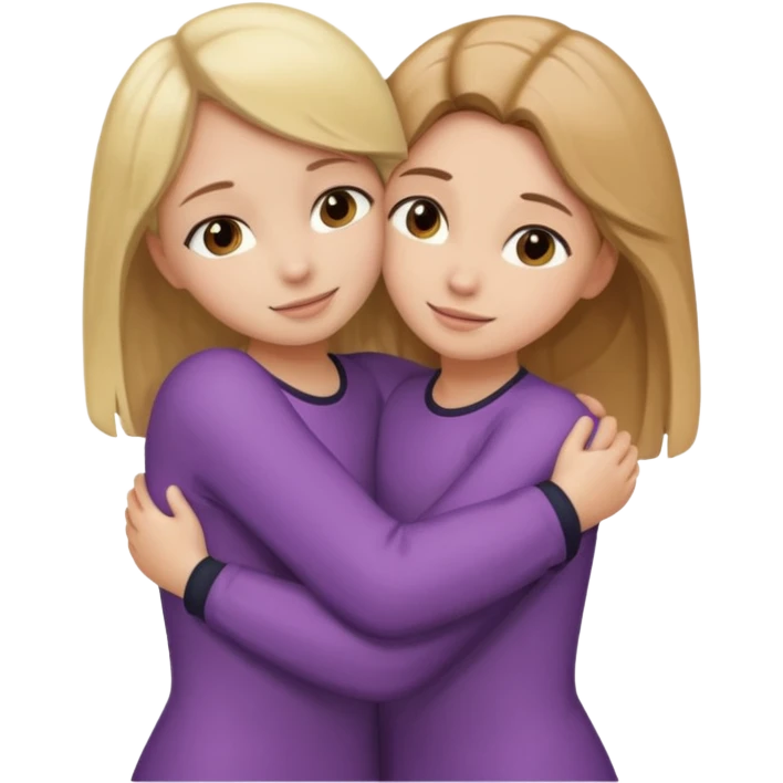Hug blond girl brown-hair girl emoji
