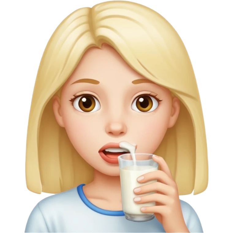 Girl with milk inside her mouth emoji