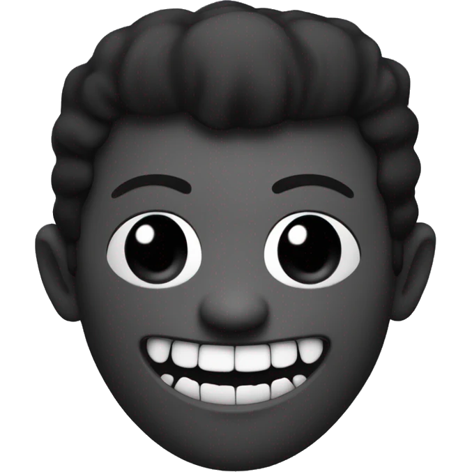 vampire dark monochrome skin face and a weird smile with 5 dark teeth emoji