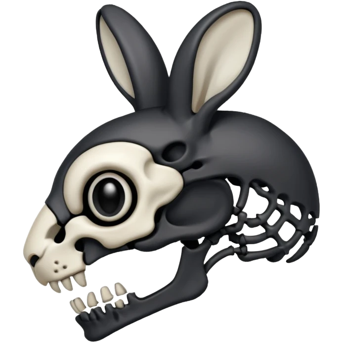 Tête de lapin squelette noire de profil avec des G à la place des yeux  emoji