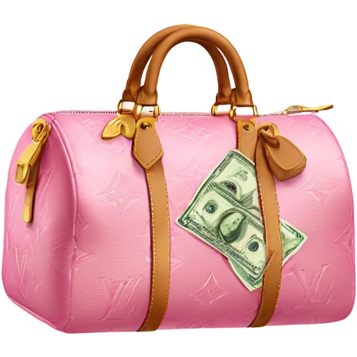 Pink louis Vuitton bag with money coming out the top emoji