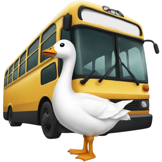 A goose standing next to a bus emoji