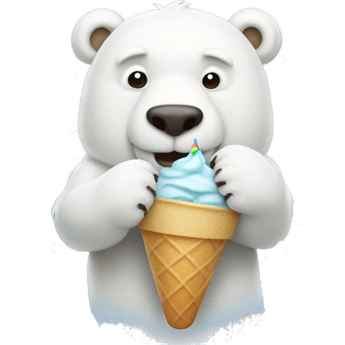 Icebear with ice cream in his hands emoji