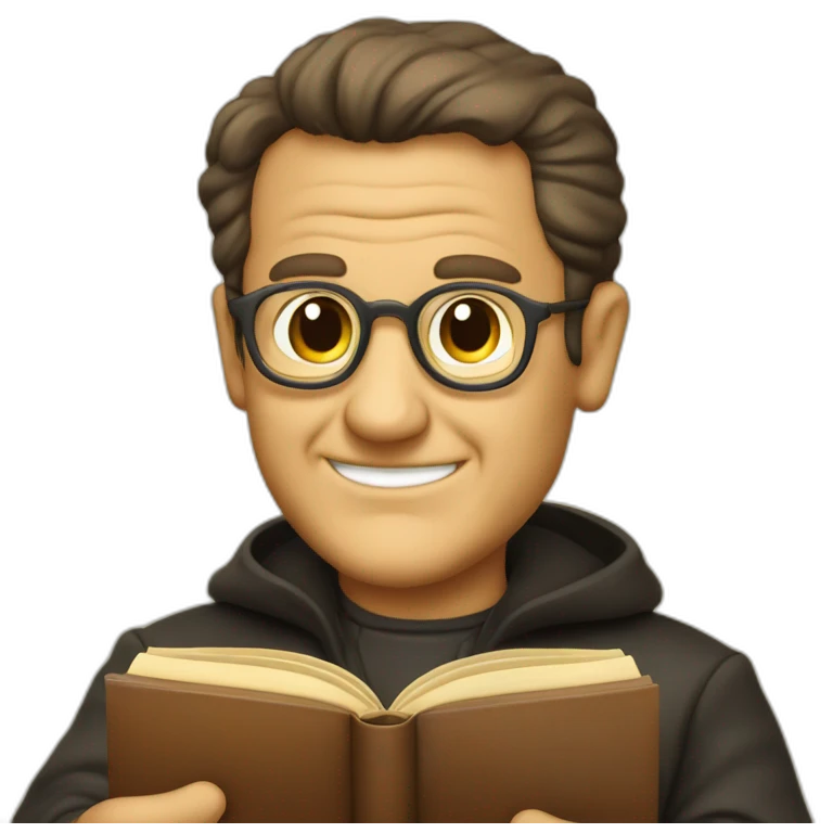 Don bosco with a book in his hand a book teaching kids emoji