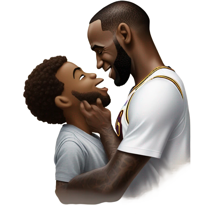 LeBron kissing bronny James emoji