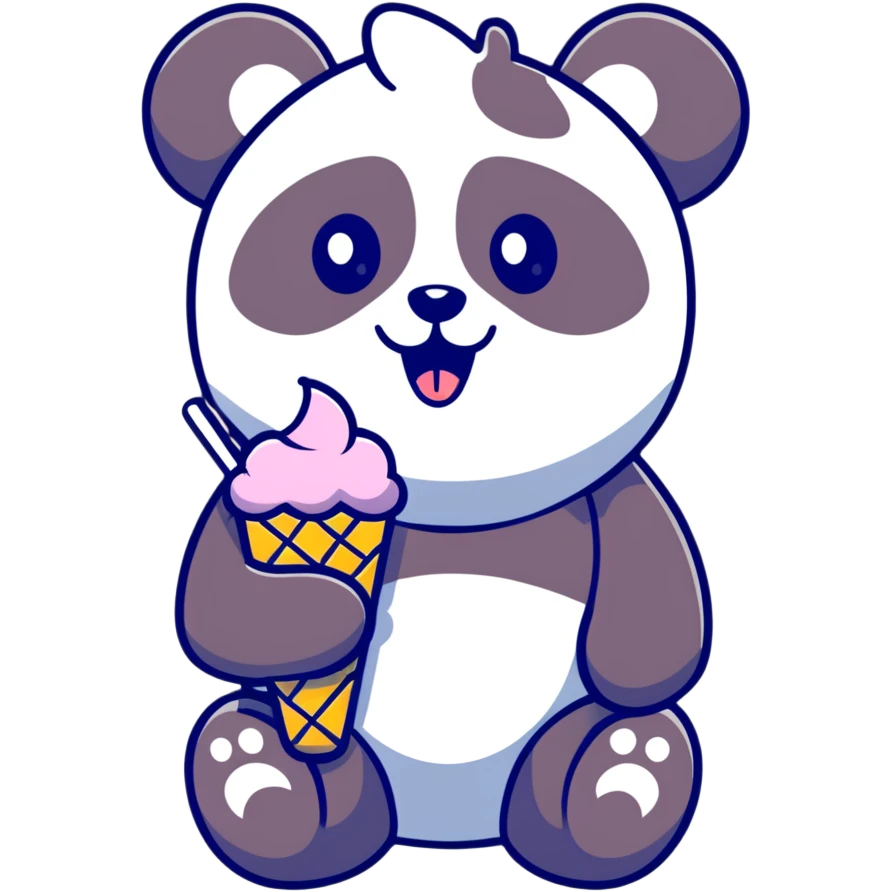 Panda eating ice cream emoji