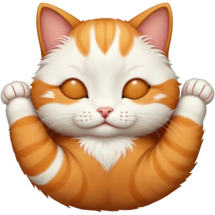 ginger and white small cat upside down with eyes closed emoji