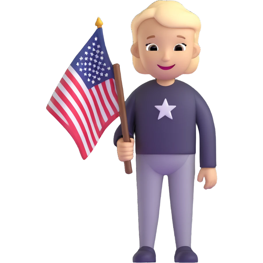smiling person with American flag emoji