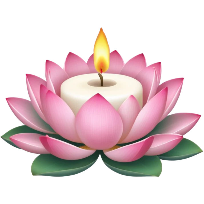 a lotus flower, next to a candle symbolizing a spa emoji