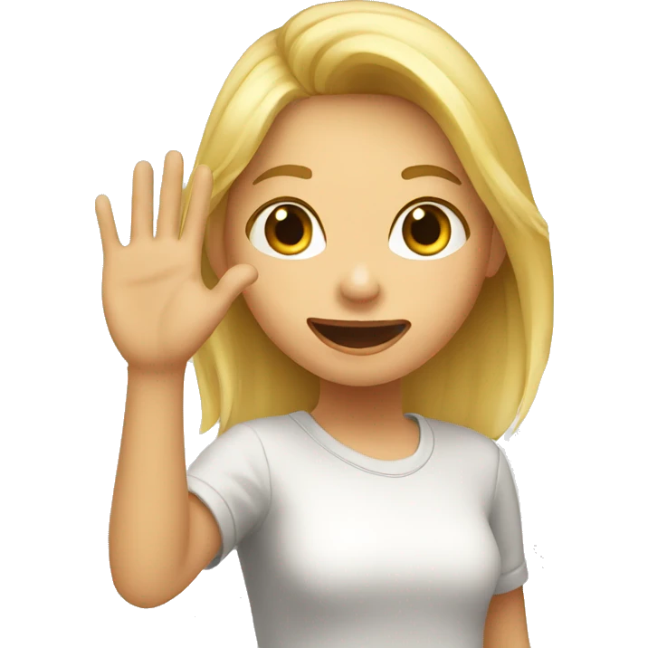 Blond girl surprised raising hand emoji