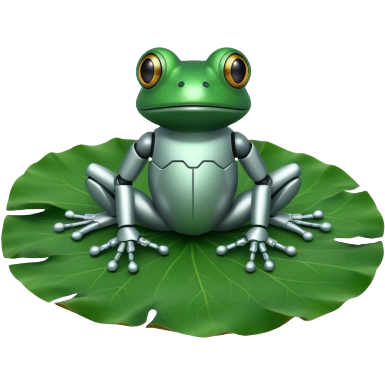 robot frog on lotus leaf emoji