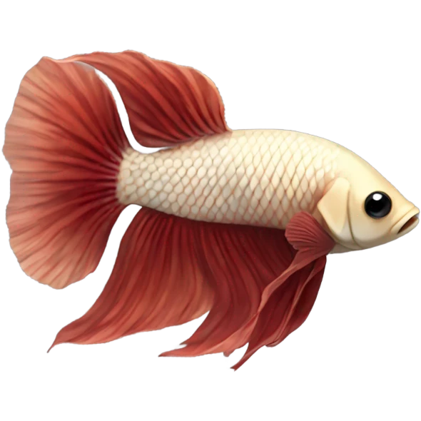 Beige betta fish with deep red short fins, position: full profile emoji