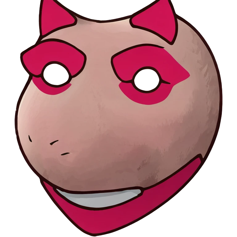 Squid Game pink guard mask with triangle shape on face, 3D style, detailed emoji