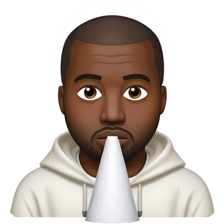 kanye west wearing white cone emoji