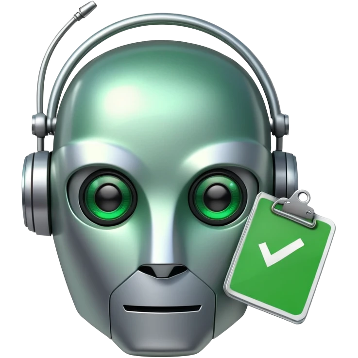 robot head with a green checklist emoji