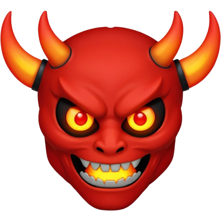 A red demon that is LED and black and is glowing emoji
