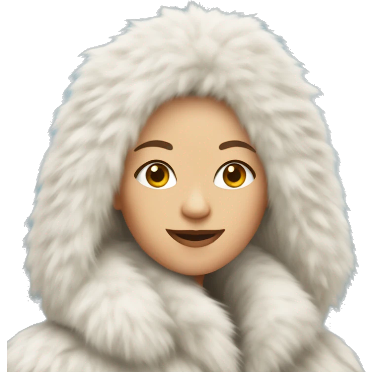 White woman in giant fur coat emoji