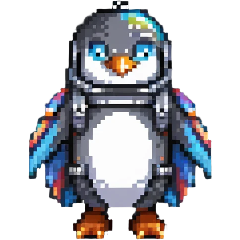 penguin with a jetpack emoji