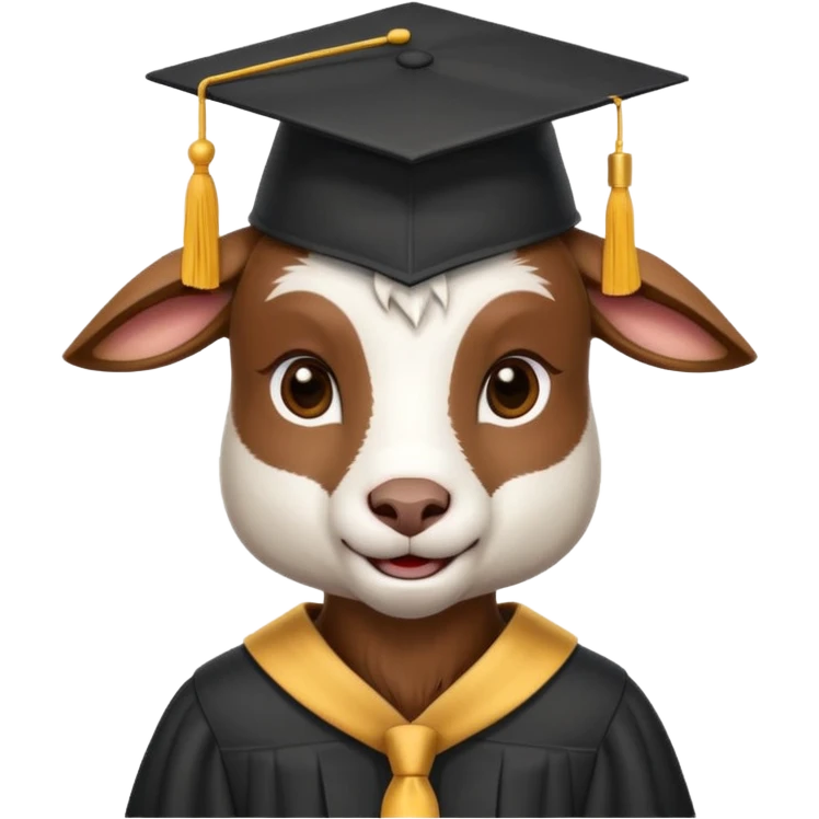 Goat wearing graduation cap emoji