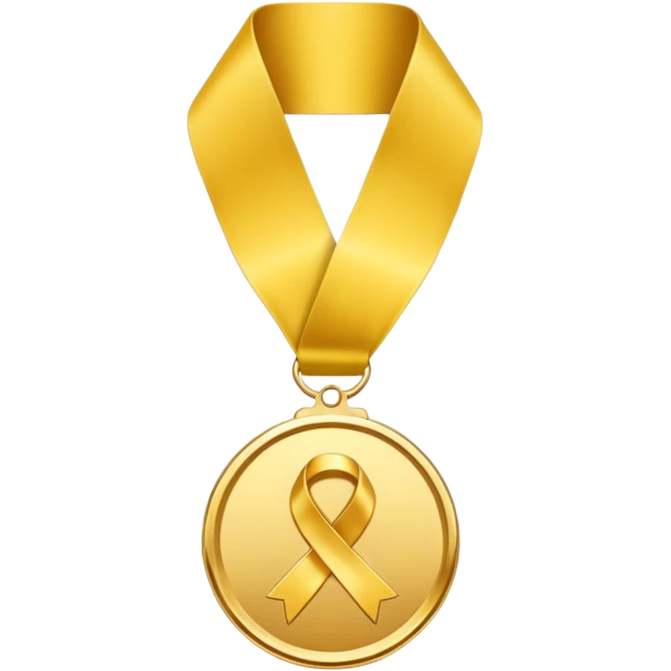 JUST THE CIRCLE  golden medal with a glossy finish, featuring a central gold awareness ribbon symbol emoji