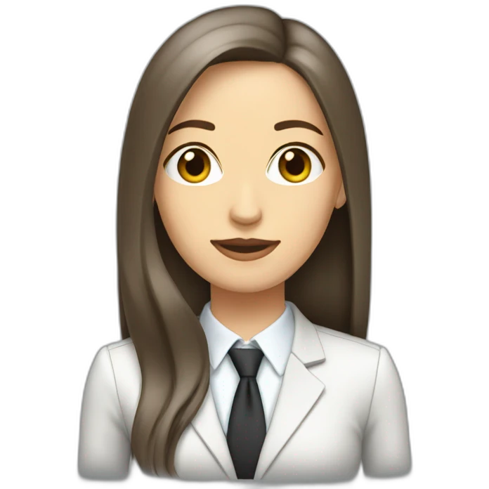 Dark Brown straight long hair white woman wearing suit emoji