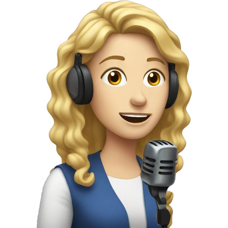white woman recording voice over emoji