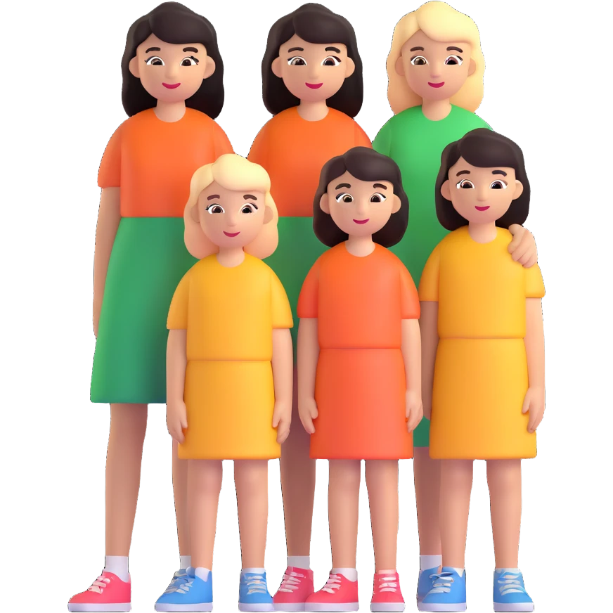 3 girls standing in a group emoji