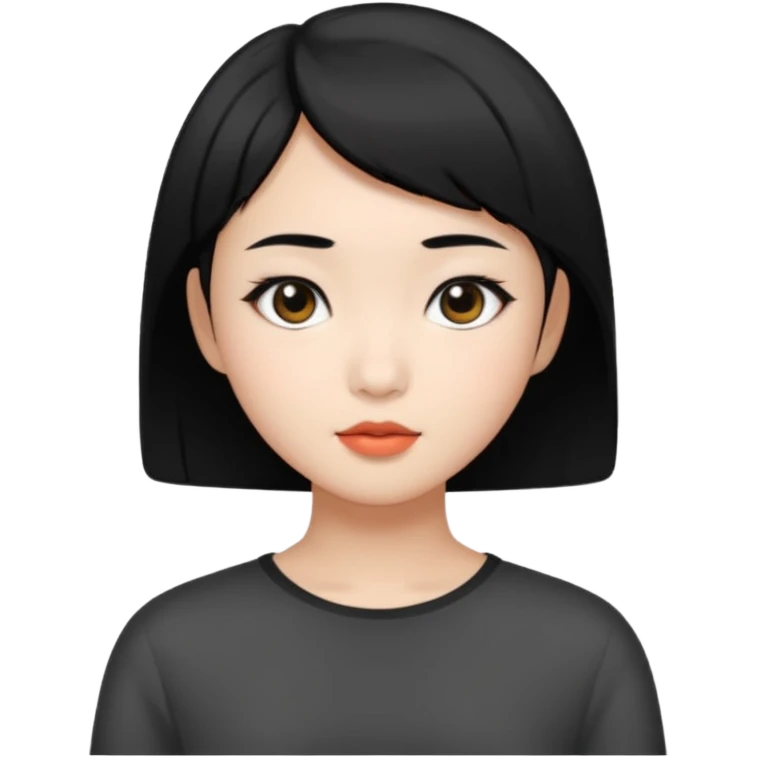 Asian pretty girl with black color short hair and black eyes emoji