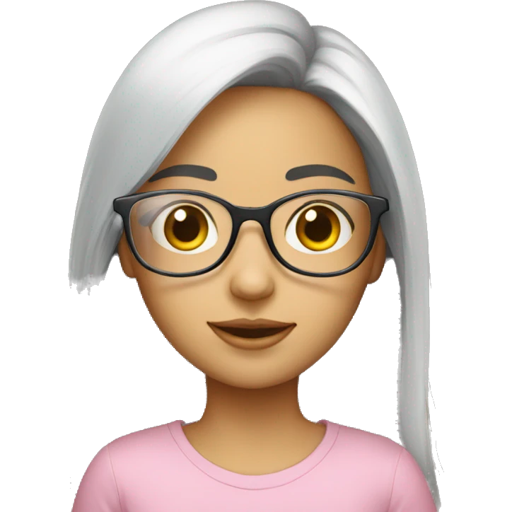 a cute girl wearing transparent glasses  emoji