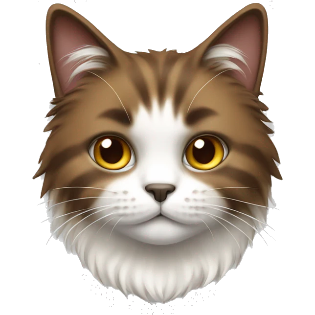 Brown and white fluffy cat emoji